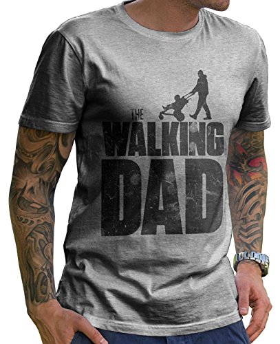Stylotex Lustiges Herren Männer T-Shirt Basic | The Walking Dad | Geschenk für werdende Papas, Größe:S, Farbe:Heather von Stylotex