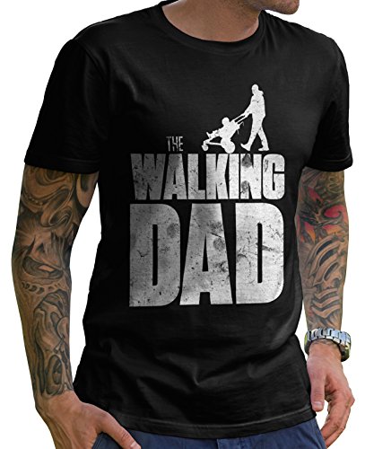 Stylotex Lustiges Herren Männer T-Shirt Basic | The Walking Dad | Geschenk für werdende Papas, Größe:M, Farbe:schwarz von Stylotex