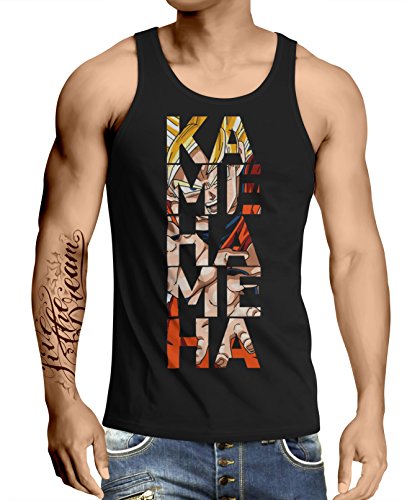 Stylotex Herren Tank Top Basic Kamehameha, Größe:L, Farbe:schwarz von Stylotex