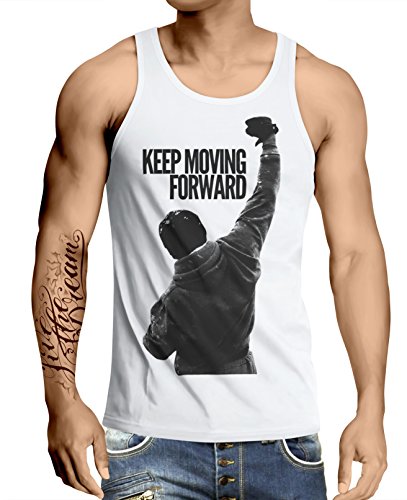 Stylotex Herren Tank Top Basic Keep Moving Forward, Größe:M, Farbe:Weiss von Stylotex