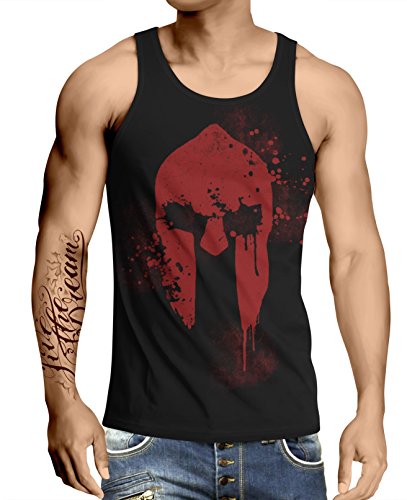 Stylotex Herren Tank Top Basic Spartan Helmet, Größe:M, Farbe:schwarz von Stylotex