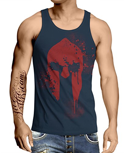 Stylotex Herren Tank Top Basic Spartan Helmet, Größe:M, Farbe:Navy von Stylotex