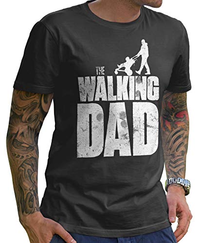 Stylotex Lustiges Herren Männer T-Shirt Basic | The Walking Dad | Geschenk für werdende Papas, Größe:M, Farbe:Darkgrey von Stylotex