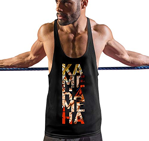 Stylotex Stringer Fitness Tank Top Kamehameha Herren Gym Tshirts für Performance beim Training | Männer ärmellos | Funktionelle Sport Bekleidung, Farbe:schwarz, Größe:M von Stylotex