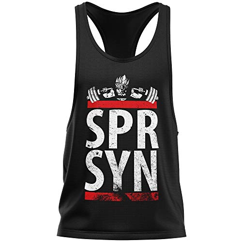 Stylotex Stringer Fitness Tank Top SPR SYN Herren Gym Tshirts für Performance beim Training | Männer ärmellos | Funktionelle Sport Bekleidung, Farbe:schwarz, Größe:XXL von Stylotex