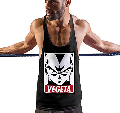 Stylotex Stringer Fitness Tank Top Vegeta Herren Gym Tshirts für Performance beim Training | Männer ärmellos | Funktionelle Sport Bekleidung, Farbe:schwarz, Größe:XXL von Stylotex