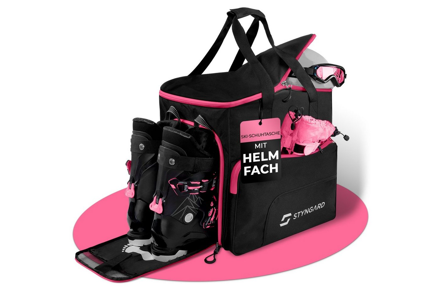 Styngard Skitasche SÖLDEN (mit Rucksackfunktion), Skischuhtasche mit Helmfach und belüftetem Stiefelfach [54 L] von Styngard
