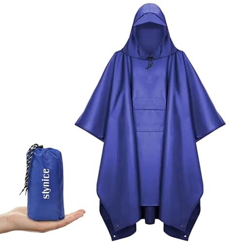 Stynice Leicht Wasserdicht Regenponcho Herren & Damen - Mehrzweck Regenjacke Outdoor mit Kapuze Faltbare Tasche für Camping Wandern Hikking - Atmungsaktive 3in1 Regencape von Stynice