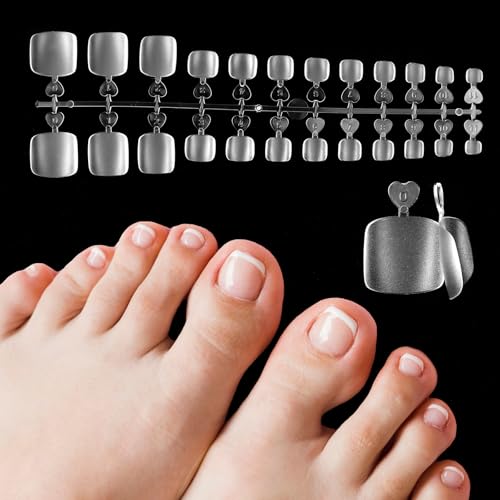 240 Stück Fußnägel Tips, Nagel Tips Set 12 Größen Künstliche Fussnägel zum Kleben Künstlich Transparente Gefrostet Full Cover Nail Tips Artificial Toe Nail Tips für Damen Maniküre DIY Nagelkunst von Styquenzer