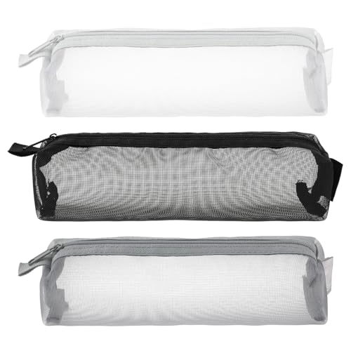 3 Stück Federmäppchen Klein, Schlamppermäppchen Transparente Federmäppchen Mesh Reißverschluss Mäppchen Mäppchen Klein Clear Exam Pencil Pouch für Schule Bürobedarf Kosmetik Aufbewahrungsbeutel von Styquenzer
