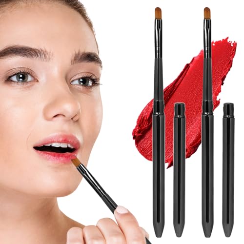 2 Stück Lippenpinsel mit Kappe, Mini-Lippenpinsel-Applikator Flach für Glanzcreme Professioneller Lippenstiftpinsel Concealer Pinsel Wiederverwendbar Make-up-Werkzeuge für Frauen (schwarz) von Styquenzer