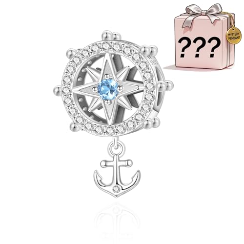 Su-Carata Charm-Anhänger Navigationsruder und Anker, 925er Sterlingsilber, für Pandora-Armbänder und Halsketten, zufällige Überraschung von Su-Carata