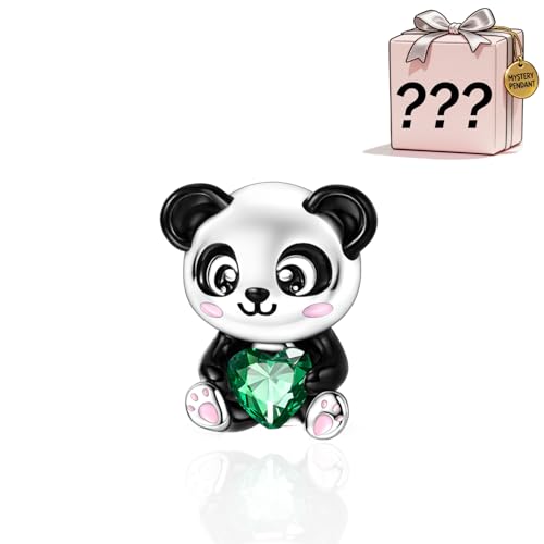 Su-Carata Charm-Anhänger mit süßem Panda mit grünem Herz, 925er-Sterlingsilber, für Pandora-Armbänder und Halsketten, zufällige Überraschung Su-Carata Charm-Anhänger mit süßem Panda mit grünem Herz, 925er-Sterlingsilber, für Pandora-Armbänder und Halsketten, zufällige Überraschung von Su-Carata