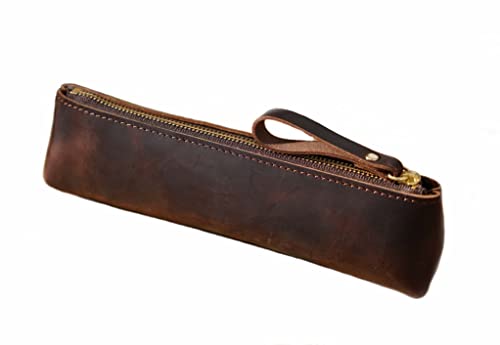 Su.B Federmäppchen - Federtasche - Etui aus Leder - Hergestellt aus Hochwertigem Leder - Passend für Mehr als 15 Stifte - für Männer und Frauen - Dunkelbraun von Su.B