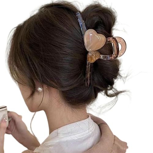 SuChengSS Haarklammern Herzförmige Große Haarclip Für Frauen Mit Dickem Haar Am Hinterkopf-kaffeefarbe von SuChengSS