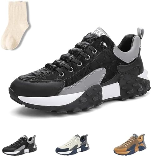 2024 Herren-Sneaker, orthopädischer Komfort-Sneaker, orthopädische Stretch-Kissenschuhe, dicke Sohle, modische Freizeitschuhe für Herren, Schwarz , 41/41.5 EU von SuGJun