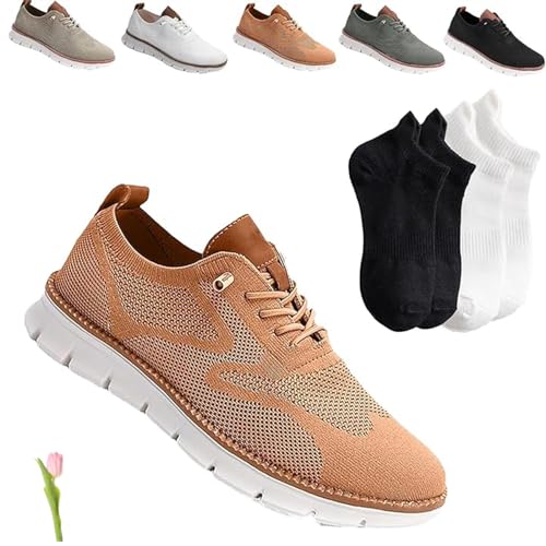 Urban Shoes for Men, Urban Ultra Comfortable Shoes,Sports and Leisure Breathable Men's Shoes, Men's Hollow Mesh Shoes, caramel, 45 1/3 EU von SuGJun