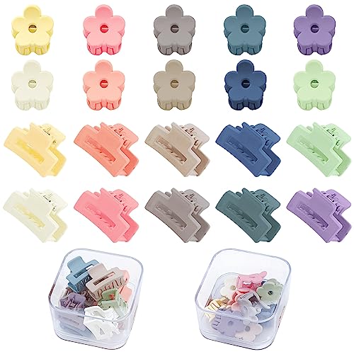 SuPoo 20 Pack Small Hair Claw Clips Hair Clips for Thin Hair 1.1" Mini Flower Hair Clips Tiny Baby Claw Clips Hair Accessories for Girls School Gift with Box Rectangle Claw Clips for Short Hair von SuPoo