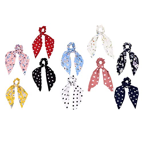 10 Stück Haargummis für Damen, verschiedene Schleifen, Blumenmuster, 10 Stück von Suammiitstrieadea