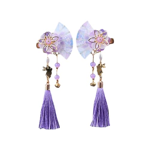 2 Stück Mädchen Fan Haarspange Haarnadel Haarstyling Dekoratives Accessoire Bühnenauftritt Party Reisen Lila von Suammiitstrieadea