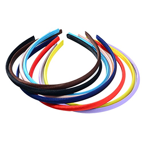8 Stück 8 Farben Kunststoff Satin Stoff Haarband Hoop Haarschmuck 10 mm von Suammiitstrieadea