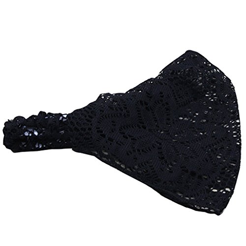 Damen Bandanas Turban Spitze Haarband Headwrap Breites Stirnband Schwarz von Suammiitstrieadea