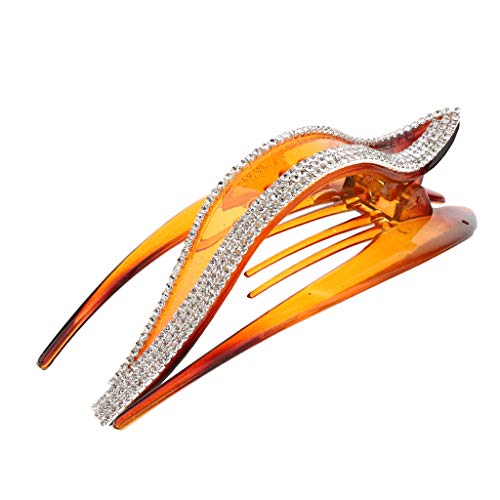 Elegante Damen-Haarspange mit Strasssteinen, Braun von Suammiitstrieadea