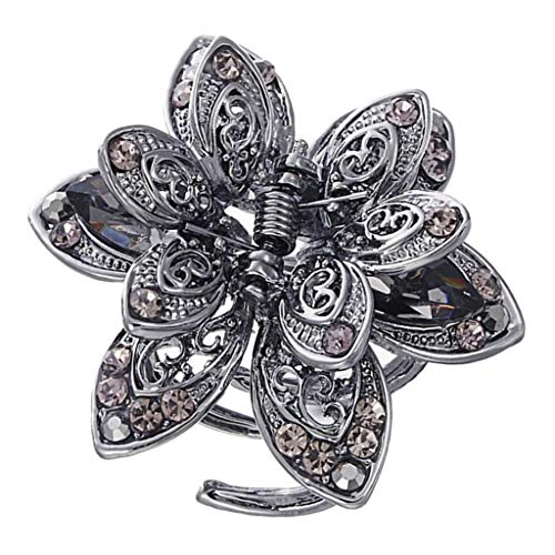 Große Haarklammer mit Strass-Blume, Haarschmuck für Damen, Grau von Suammiitstrieadea