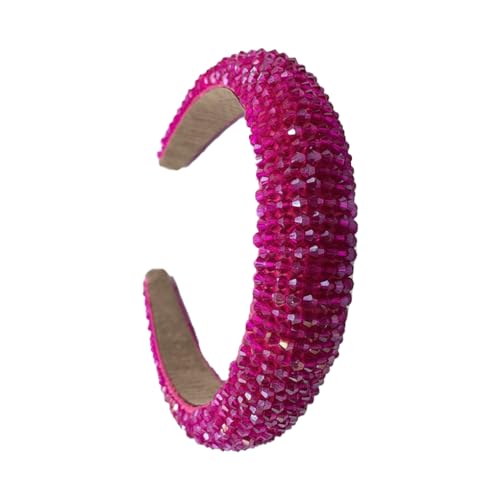 Haarbänder mit Perlen und Kristallschwamm, Barock-Stil, modischer Haarstyling, Kopfbedeckung für Damen, Party-Zubehör, Rosarot von Suammiitstrieadea