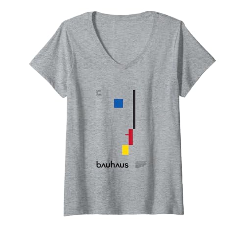Damen Bauhaus Minimalistische Kunst T-Shirt mit V-Ausschnitt Damen Bauhaus Minimalistische Kunst T-Shirt mit V-Ausschnitt von Sub88 Studio