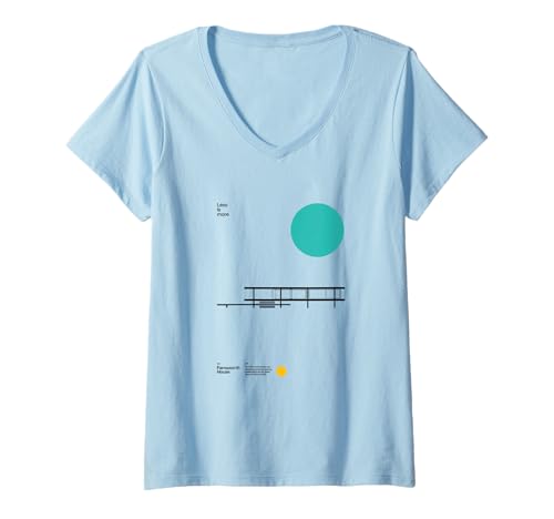 Damen Farnsworth House - Minimalistische Mies Van der Rohe Tribute T-Shirt mit V-Ausschnitt Damen Farnsworth House - Minimalistische Mies Van der Rohe Tribute T-Shirt mit V-Ausschnitt von Sub88 Studio