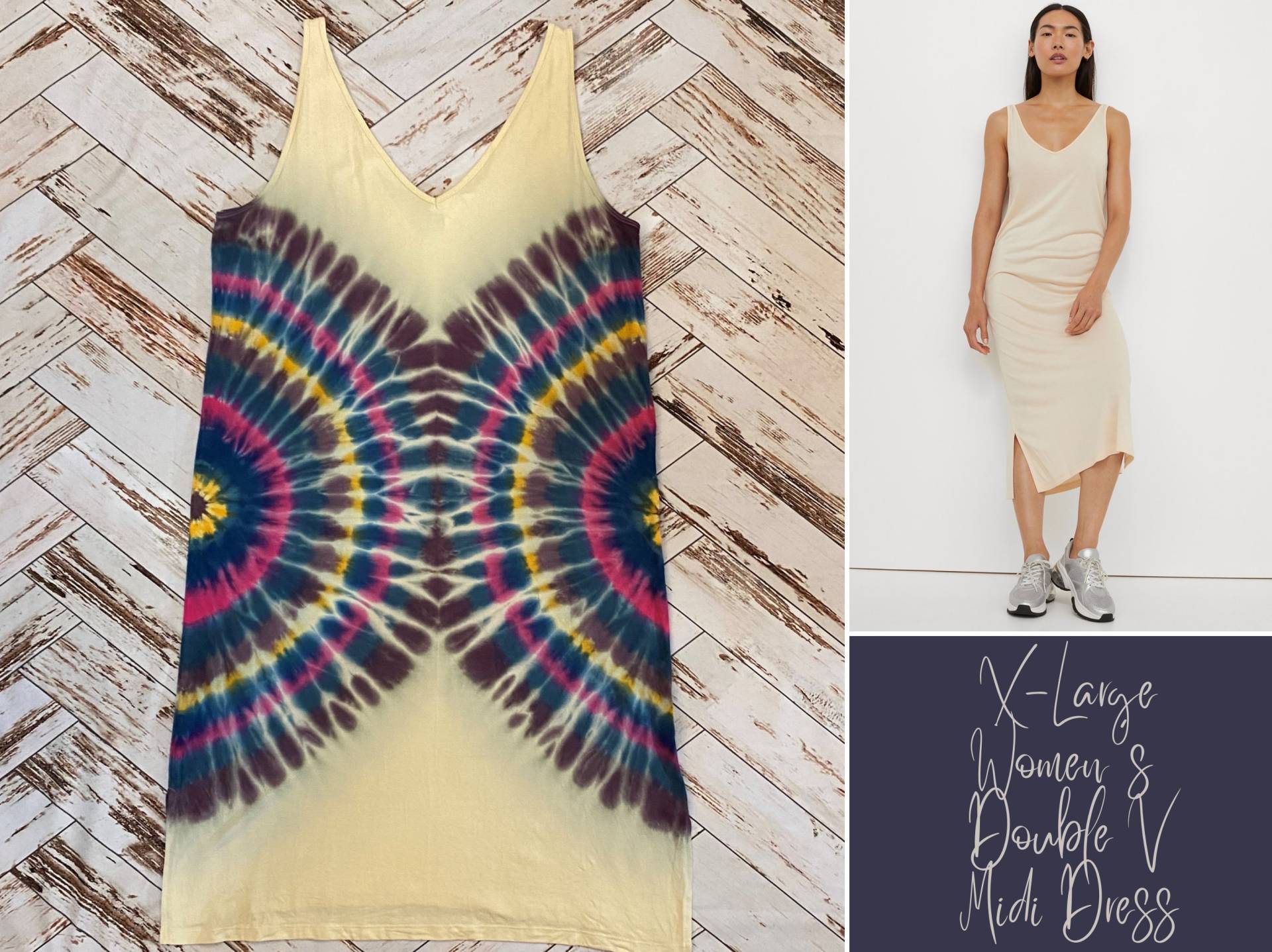 Tie Dye Ärmelloses Jersey Midi Kleid - Xl. Kleid. Hippie Boho Cover Up. Tunika von SubUrbanTieDye