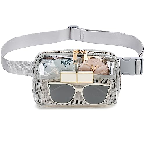 Transparente Bauchtasche, Stadion-genehmigt, wasserdicht, transparent, mit verstellbarem Riemen, für Reisen, Festivals, Sport, Party, Beige, GRAU von Subatud