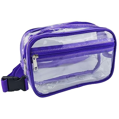 Transparente Bauchtasche für Damen, Stadion-geprüft, Taillen-Geldbörse für Frauen, transparente Crossbody-Tasche mit verstellbarem Gürtel für Workout, Einkaufen, Reisen, Festivals, schwarz, Violett, von Subatud