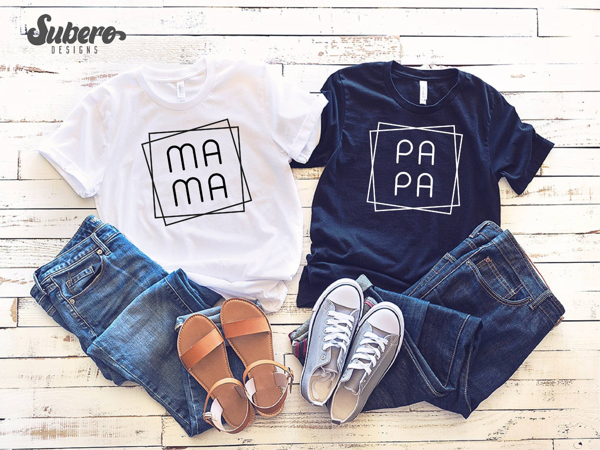 Papa Und Mama Shirts, Shirt, Baby Ankündigung Kleidung, Familie von Suberodesigns