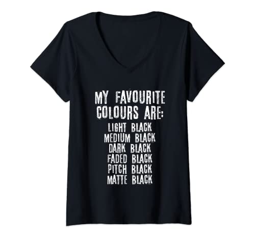 Damen My Favourite Colour Is Black T-Shirt mit V-Ausschnitt von Subkultur Emo Gothic Geschenke Co.