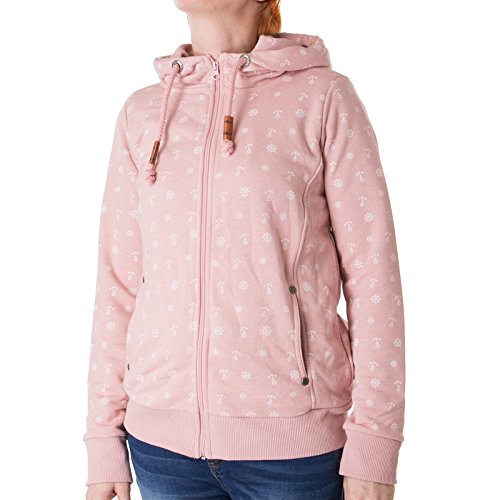 SUBLEVEL Damen Sweathoodie mit allover Anker Steuerrad Print (S, light rose) von Sublevel