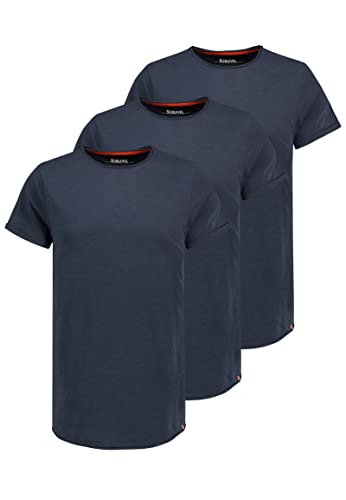 Sublevel 3er Pack Herren Basic T-Shirt mit Rundhals und Rollkante, Farben:Blau-2, Größe:L von Sublevel