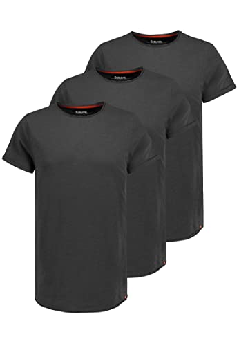 Sublevel 3er Pack Herren Basic T-Shirt mit Rundhals und Rollkante, Farben:Dunkelgrau, Größe:XL von Sublevel