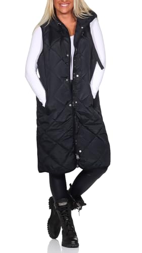 Sublevel Damen 3/4-lange Steppweste mit Kapuze LSL-462 Black L Sublevel Damen 3/4-lange Steppweste mit Kapuze LSL-462 Black L von Sublevel