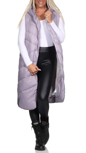 Sublevel Damen 3/4-lange Steppweste mit Kapuze LSL-463 Minimal Gray M von Sublevel