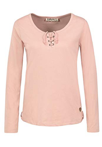 Sublevel Damen Basic Langarm-Shirt mit Kordeln Rundhals Light-Rose XS von Sublevel