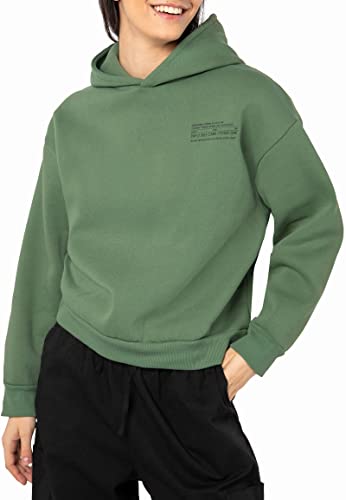 Sublevel Damen Basic Pullover Hoodie mit Mini-Print Green L von Sublevel