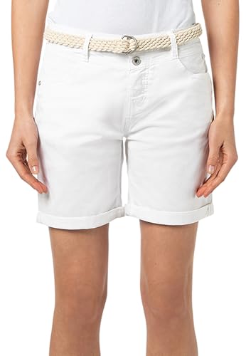 Sublevel Damen Bermuda Shorts mit Gürtel, Sommerhose bequem und atmungsaktiv White L von Sublevel