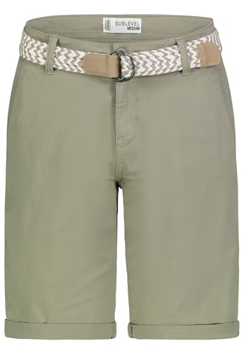 Sublevel Damen Bermuda Shorts mit Gürtel und Gesäßtaschen, Farben:Olive, Größe:XXL von Sublevel