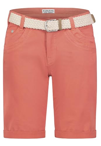 Sublevel Damen Bermuda mit Gürtel, Sommer Kurze Hose aus Baumwolle orange M Sublevel Damen Bermuda mit Gürtel, Sommer Kurze Hose aus Baumwolle orange M von Sublevel