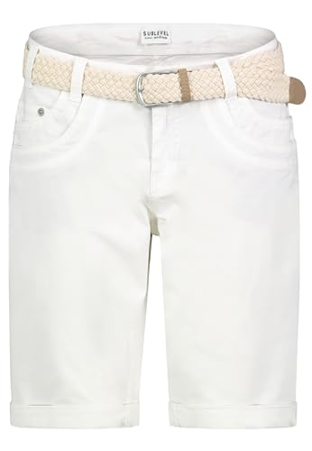 Sublevel Damen Bermuda mit Gürtel, Sommer Kurze Hose aus Baumwolle white1 XL Sublevel Damen Bermuda mit Gürtel, Sommer Kurze Hose aus Baumwolle white1 XL von Sublevel