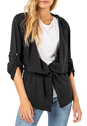 Sublevel Damen Blazer zum Binden Lässig Black L von Sublevel