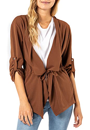 Sublevel Damen Blazer zum Binden Lässig Brown S von Sublevel