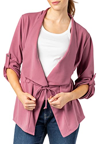 Sublevel Damen Blazer zum Binden Lässig Dark-Rose L von Sublevel